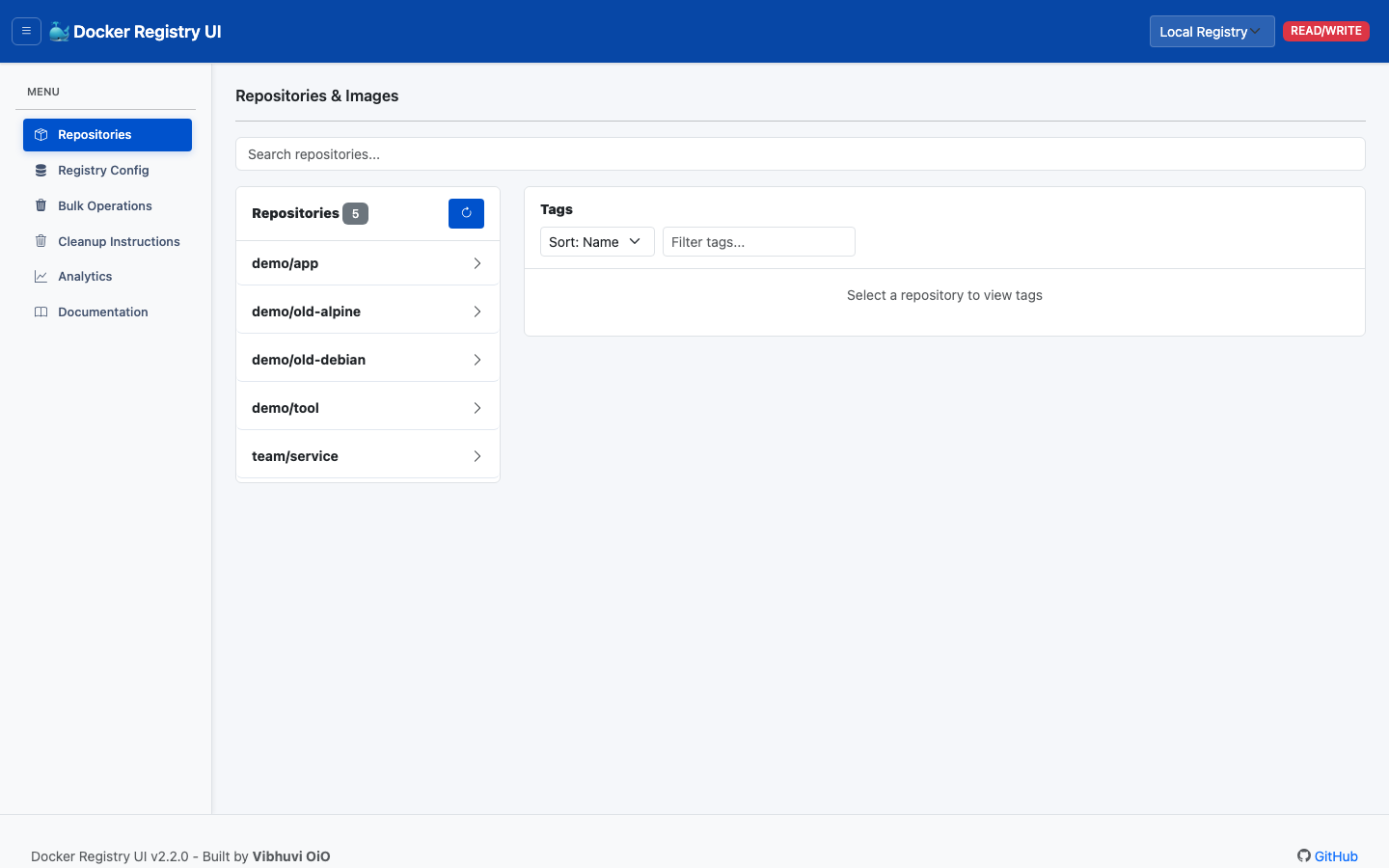 Dashboard with authentication off